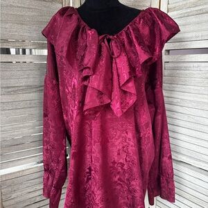 Vintage Gold Label Victoria Secret Satin Ruffle Nightshirt M/L